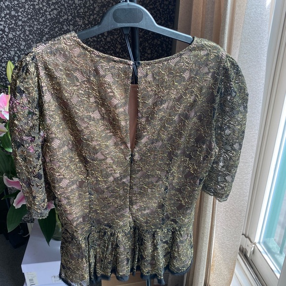 bcbgmaxazria gold peplum top - Picture 5 of 9